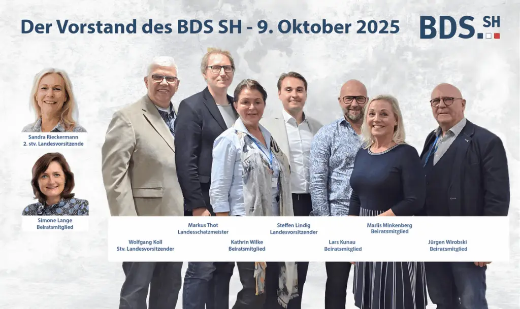 Der neue Vorstand. Steffen Lindig ist 2025 zum neuen Vorstand des BDS-SH gewählt worden.