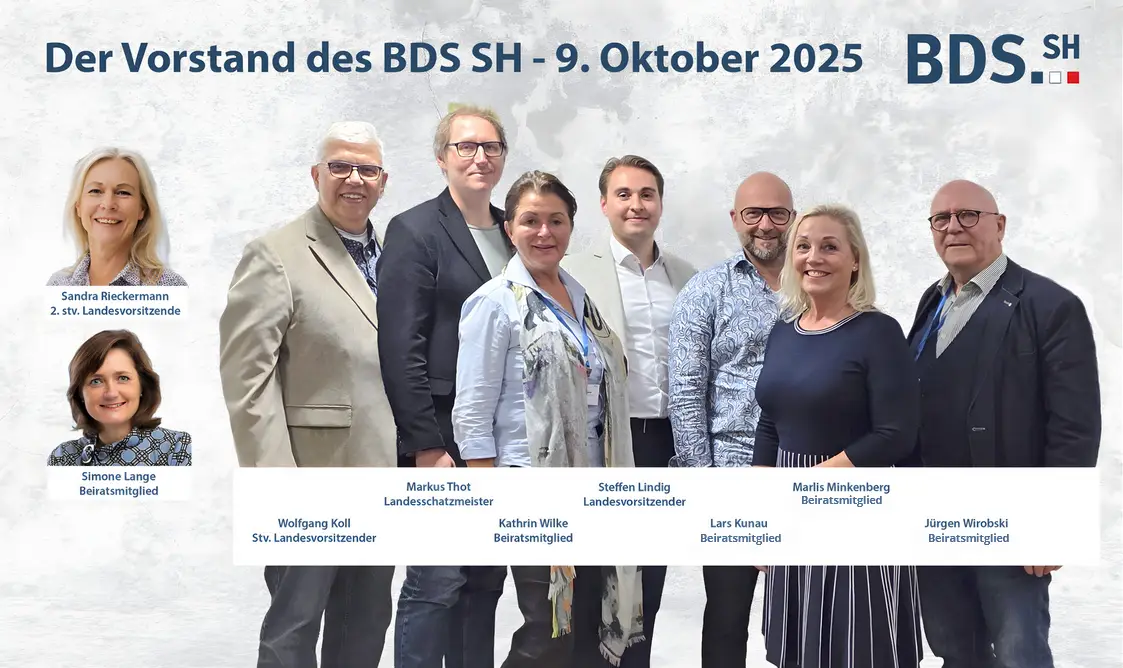 Der neue Vorstand. Steffen Lindig ist 2025 zum neuen Vorstand des BDS-SH gewählt worden.